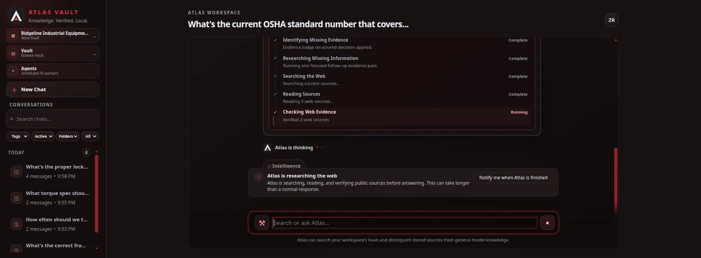 Atlas researching public sources on the web